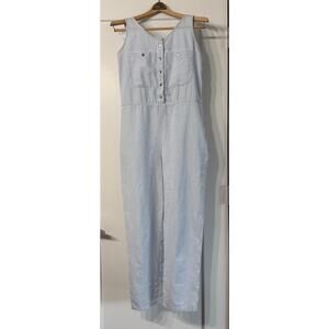 Vintage Willow Ridge Blue & White Striped Sleeveless Jumpsuit